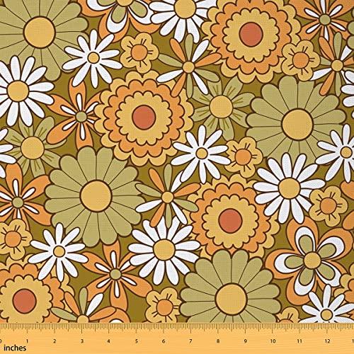 Hippie Gänseblümchen-Polsterstoff im 70er-Jahre-Stil, Vintage-Stil, groovig, Blumenpflanze, DIY-Stoff, rustikales Blumenmuster, gelb-weißer Dekorstoff für Polster und Heimakzente, 91 cm Hippie Gänseblümchen-Polsterstoff im 70er-Jahre-Stil, Vintage-Stil, groovig, Blumenpflanze, DIY-Stoff, rustikales Blumenmuster, gelb-weißer Dekorstoff für Polster und Heimakzente, 91 cm von Manfei