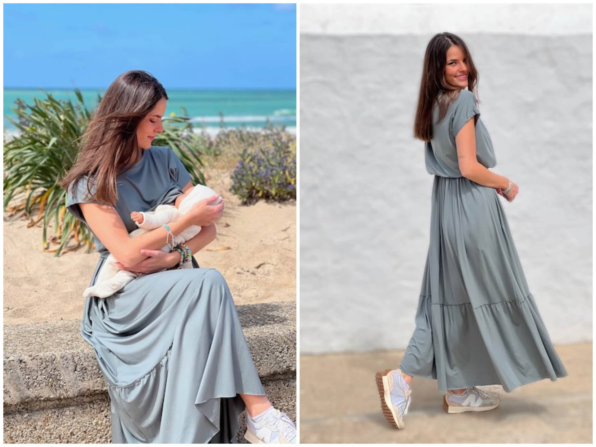 Mania Stillkleid Mila Salbei | Grün-Grau Mania Stillkleid Mila Salbei | Grün-Grau von ManiaNursing