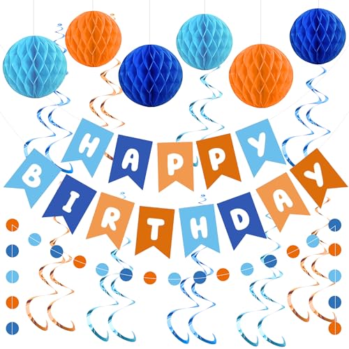 Blau und Orange Party Dekorationen Happy Birthday Banner Dekoration Blau Hund Party Dekorationen mit hängenden Wirbeln Luftschlangen Wabenbälle Kreis Punkte Girlande für Babyparty Party Supplies Blau und Orange Party Dekorationen Happy Birthday Banner Dekoration Blau Hund Party Dekorationen mit hängenden Wirbeln Luftschlangen Wabenbälle Kreis Punkte Girlande für Babyparty Party Supplies von Maniaacer
