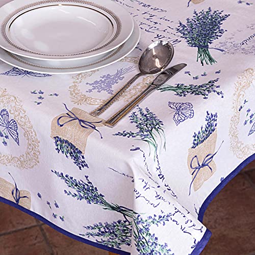 Manifattura Tessile - Flüssigkeitsdichte, schmutzabweisende Tischdecke aus harzbeschichteter Baumwolle - Lila Lavendel, Rechteckig x12 270 von Manifattura Tessile