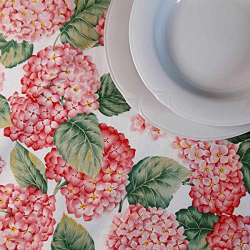Manifattura Tessile - Panama-Tischdecke drucken alle Größen - Rosa Hortensien, Oval x10 240 von Manifattura Tessile