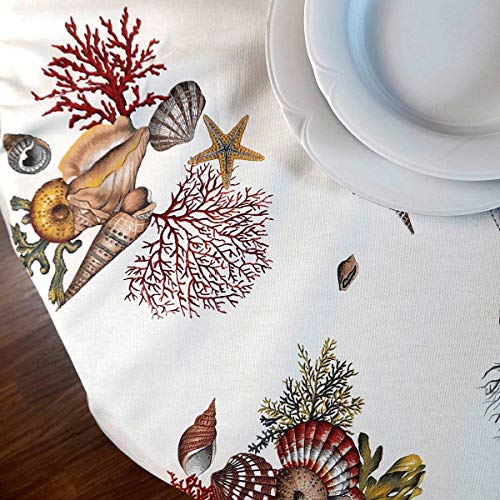 Manifattura Tessile - Panama-Tischdecke drucken alle Größen - Rote Korallen, Oval x6 180 von Manifattura Tessile
