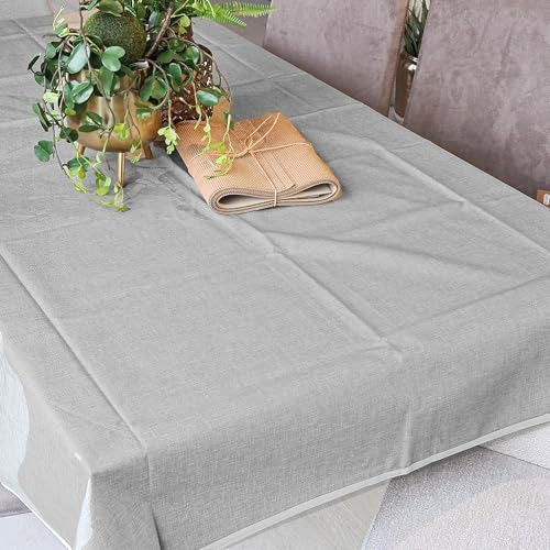 Manifattura Tessile Schmutzabweisende Tischdecke aus Baumwolle, harzbeschichtet, flüssigkeitsbeständig, für den Innen- und Außenbereich, einfarbig, Grau, rechteckig x 16 x 360 cm von Manifattura Tessile