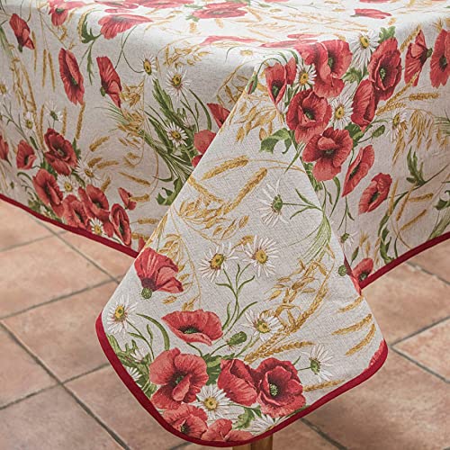Flüssigkeitsdichte, schmutzabweisende Tischdecke aus harzbeschichteter Baumwolle - Beige Mohnblumen, Rechteckig x8 220 Flüssigkeitsdichte, schmutzabweisende Tischdecke aus harzbeschichteter Baumwolle - Beige Mohnblumen, Rechteckig x8 220 von Manifattura Tessile