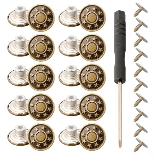 Metall-Jeansknopf-Reparatur-Set, 10 Stück, 17 mm, für Stoffprojekte (A) von Manillefu