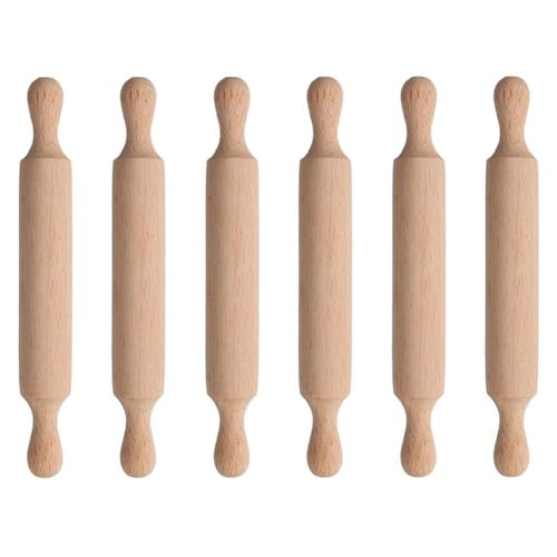 Mini-Nudelholz aus Holz, 6 Stück Nudelhölzer für Kinder, 14 x 2 cm, Mini-Nudelholz aus Holz zum Abflachen von Modelliermasse von Manillefu