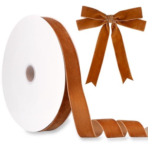 Manjonzic Samtband, 25 mm, einseitig beflockt, Weihnachtsband, Rolle für Geschenkverpackungen, Blumensträuße, Baumschleifen, Urlaubs- und Party-Dekoration, Kupfer Manjonzic Samtband, 25 mm, einseitig beflockt, Weihnachtsband, Rolle für Geschenkverpackungen, Blumensträuße, Baumschleifen, Urlaubs- und Party-Dekoration, Kupfer von Manjonzic