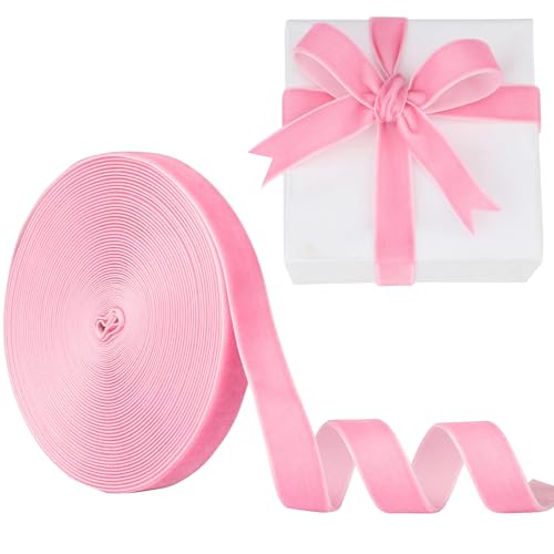 Samtband, Rosa, 15 mm, 9,1 m, Manjonzic einseitig, Samtband, perfekt für Weihnachtsbäume, Geschenkverpackungen, Blumensträuße, Hochzeitsdekoration Samtband, Rosa, 15 mm, 9,1 m, Manjonzic einseitig, Samtband, perfekt für Weihnachtsbäume, Geschenkverpackungen, Blumensträuße, Hochzeitsdekoration von Manjonzic