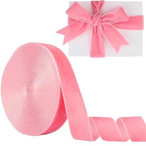 Samtband, Rosa, 25 mm, 9,1 m Manjonzic einseitig, Samtband, perfekt für Weihnachtsbäume, Geschenkverpackungen, Blumensträuße, Hochzeitsdekoration Samtband, Rosa, 25 mm, 9,1 m Manjonzic einseitig, Samtband, perfekt für Weihnachtsbäume, Geschenkverpackungen, Blumensträuße, Hochzeitsdekoration von Manjonzic