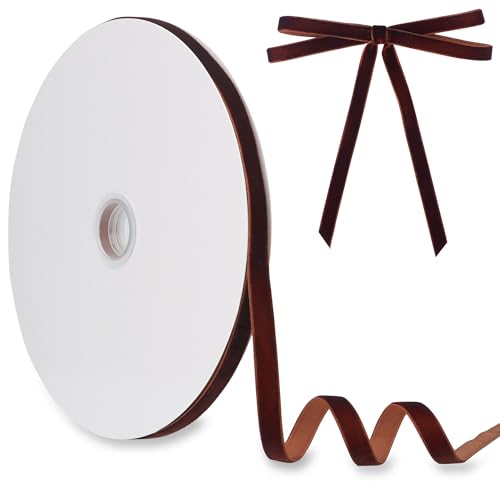 Samtband 10 mm x 27,7 m Manjonzic einseitig beflocktes Weihnachtsband Rolle für Geschenkverpackungen, Blumensträuße, Baumschleifen, Urlaubs- und Party-Dekoration, Braun Samtband 10 mm x 27,7 m Manjonzic einseitig beflocktes Weihnachtsband Rolle für Geschenkverpackungen, Blumensträuße, Baumschleifen, Urlaubs- und Party-Dekoration, Braun von Manjonzic