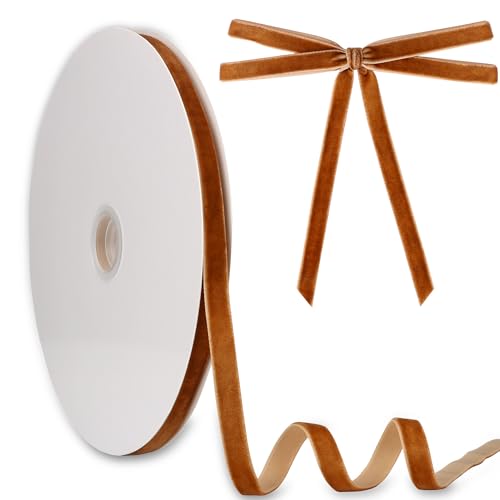 Samtband 10 mm x 27,7 m Manjonzic einseitig beflocktes Weihnachtsband Rolle für Geschenkverpackungen, Blumensträuße, Baumschleifen, Urlaubs- und Party-Dekoration, Kupfer Samtband 10 mm x 27,7 m Manjonzic einseitig beflocktes Weihnachtsband Rolle für Geschenkverpackungen, Blumensträuße, Baumschleifen, Urlaubs- und Party-Dekoration, Kupfer von Manjonzic