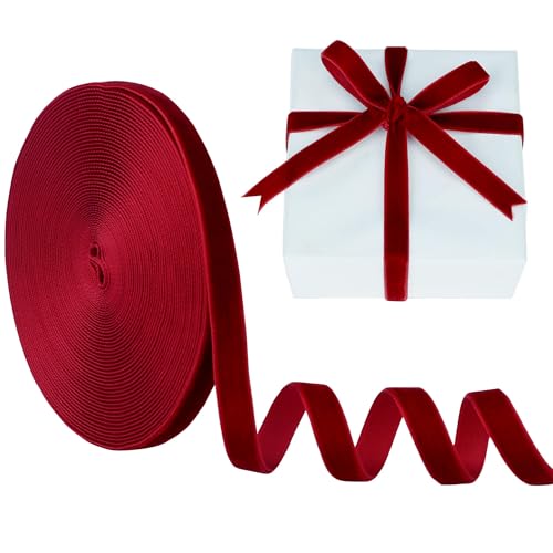 Samtband Weinrot, 10 mm, 9,1 m Manjonzic einseitiges Samtband, perfekt für Weihnachtsbäume, Geschenkverpackungen, Blumensträuße, Hochzeitsdekoration Samtband Weinrot, 10 mm, 9,1 m Manjonzic einseitiges Samtband, perfekt für Weihnachtsbäume, Geschenkverpackungen, Blumensträuße, Hochzeitsdekoration von Manjonzic