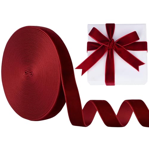 Samtband Weinrot, 15 mm, 9,1 m Manjonzic einseitiges Samtband, perfekt für Weihnachtsbäume, Geschenkverpackungen, Blumensträuße, Hochzeitsdekoration Samtband Weinrot, 15 mm, 9,1 m Manjonzic einseitiges Samtband, perfekt für Weihnachtsbäume, Geschenkverpackungen, Blumensträuße, Hochzeitsdekoration von Manjonzic