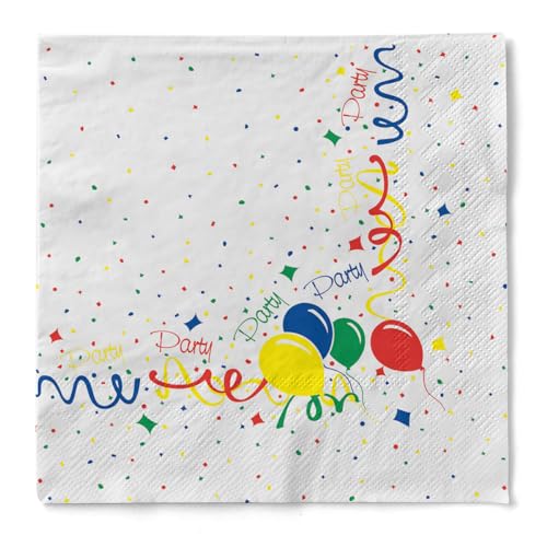 Mank GmbH Servietten aus Tissue 33 x 33 cm 1/4 Falz Dinner Serviette, hochwertige Einmal Serviette 100 Stück Party Papierserviette Karneval Fasching Geburtstag Ballons Konfetti Mank GmbH Servietten aus Tissue 33 x 33 cm 1/4 Falz Dinner Serviette, hochwertige Einmal Serviette 100 Stück Party Papierserviette Karneval Fasching Geburtstag Ballons Konfetti von Mank GmbH
