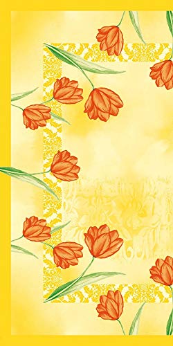 Mank GmbH Tischdecken aus Airlaid, stoffähnliche Mitteldecken 80 x 80 cm, Einmal Tischdecke für Gastronomie, 20 Stück gelbe Mitteldecke Floral Sally Tulpen von Mank GmbH