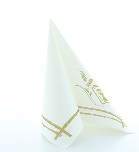 Mank Airlaid Servietten Kommunion 40x40 cm Premium Einweg-Serviette stoffähnlich und saugstark perfekt für Kommunion & Konfirmation 50 Stück Gold von Mank