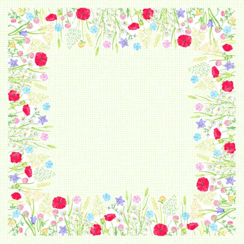 Mank Airlaid Tischdecke wasserabweisendem Pearl Coating Susanne, 80 x 80 cm, 15 Stück, abwaschbare Tischdecken, Mitteldecken Frühling Sommer, Mitteldecke Floral von Mank