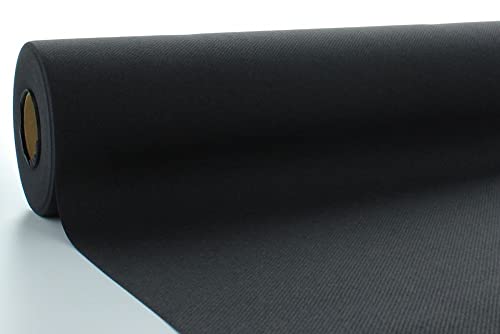 Mank Airlaid Tischdeckenrolle | Tischdecken-Rolle stoffähnlich | Einmal-Tischdecke für Hochzeiten und Events | 100 cm x 25 m | (Airlaid + Pearl Coating (abwaschbar), Schwarz) von Mank