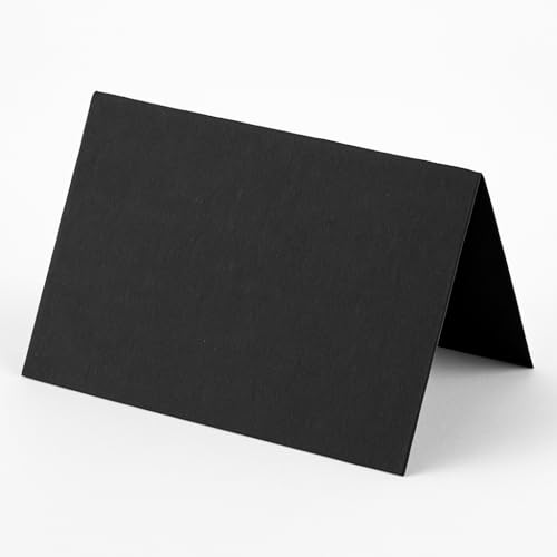 Schwarze Tischkarten, 450 g/m², schwer, 90 mm x 100 mm (gefaltet auf 100 mm x 45 mm), blanko für Hochzeiten, Veranstaltungen, Dinnerpartys und Bastelprojekte, 50 Stück von Mankey Monkey