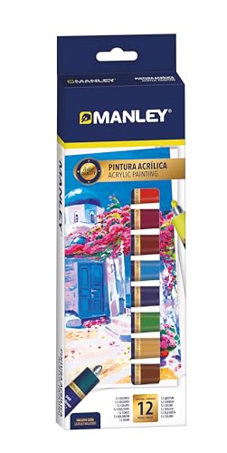 Alpino Manley - Acrylfarben 12 Stück | Farbvielfalt | Kreativität ohne Grenzen | Verschiedene Farben | Für alle Altersgruppen | Farbabenteuer von Manley