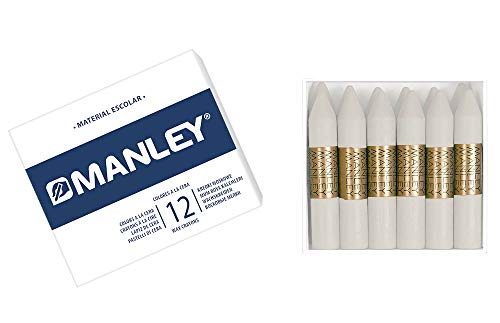 MANLEY MNC04442 Box 12 Wachsmalstifte, weiß von Manley