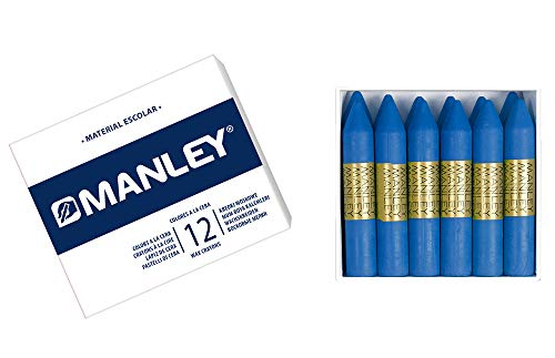 MANLEY MNC04602 Box 12 Wachsmalstifte, blau von Alpino