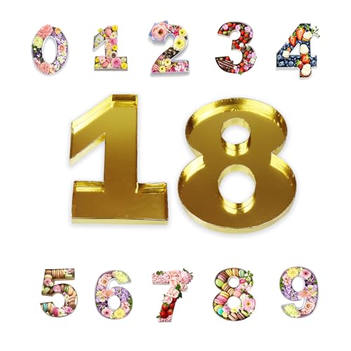 Pappnummern-Tablett, 35,6 cm, für Geburtstage, Jubiläen, Partys, Feiern, befüllbar, Pappmaché, Schokolade, Süßigkeiten, Cupcakes (Gold, 18) von Manoczy