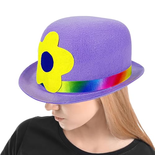 Manolyee Clownhut - Blumenmuster Clownhut mit Flacher Krone - Zubehör Für Auftritte, Outdoor, Cosplay Und Karneval Fest von Manolyee
