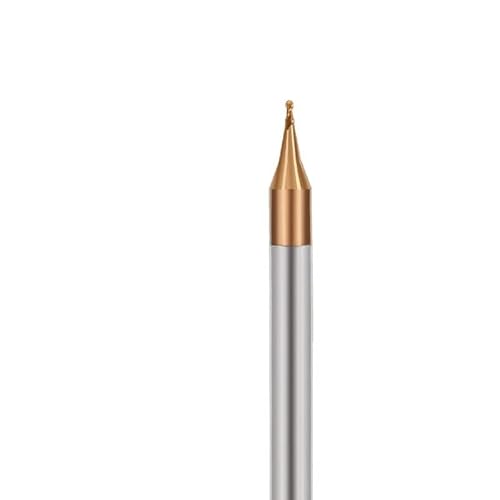 Mikro-Kugelkopffräser 2 Flöten R0,1-0,45 mm CNC-Fräser aus Wolframstahl TiCN-Gravur-Bit Beschichteter Fräser(R0.45 x4x1.8x50,Coated) von Manoud