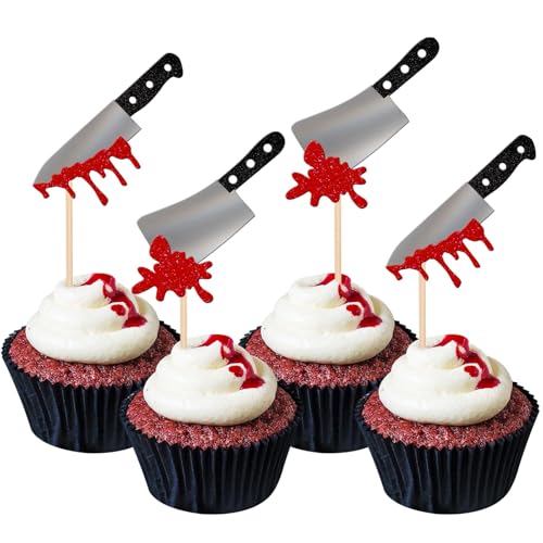 12 Stück Halloween Messer Tortendeko, Horror Halloween Messer Have a Killer Geburtstag Cupcake, Blutmesser Cupcake Toppers Horror, Dekorationen für Blutmesser Thema Geburtstag Party Kuchen 12 Stück Halloween Messer Tortendeko, Horror Halloween Messer Have a Killer Geburtstag Cupcake, Blutmesser Cupcake Toppers Horror, Dekorationen für Blutmesser Thema Geburtstag Party Kuchen von Manqyi