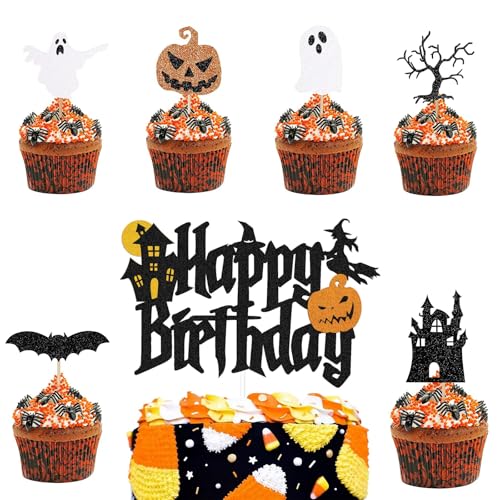 13 Stück Happy Halloween Cake Topper, Halloween Kuchen Topper Cake Topper, Kuchen Dekorationen Mit Fledermäuse, Kürbisse, Schloss, Ghost, Fledermäuse Kürbisse Ghost Kürbis Deko, Party Cupcake Deko 13 Stück Happy Halloween Cake Topper, Halloween Kuchen Topper Cake Topper, Kuchen Dekorationen Mit Fledermäuse, Kürbisse, Schloss, Ghost, Fledermäuse Kürbisse Ghost Kürbis Deko, Party Cupcake Deko von Manqyi