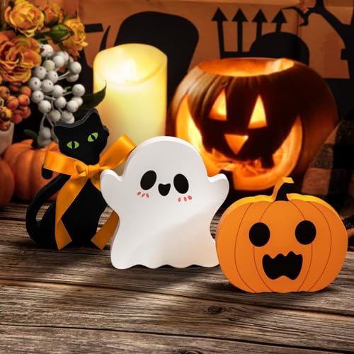 3 Stück Kürbis Geist Holz Ornamente, Halloween Holzornament, Gruselige Halloween-Kürbisornamente, Holzornamente für Halloween, Dekoration für Veranda, Tischplatte, Indoor-Outdo Tischdekorationen 3 Stück Kürbis Geist Holz Ornamente, Halloween Holzornament, Gruselige Halloween-Kürbisornamente, Holzornamente für Halloween, Dekoration für Veranda, Tischplatte, Indoor-Outdo Tischdekorationen von Manqyi