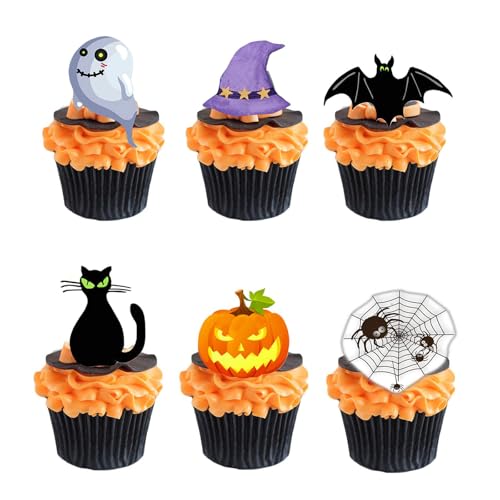 48 Stück Halloween Tortendeko, Halloween Muffins Deko Lustige Geister, Tortendeko Cupcake Toppers Geister Deko, für Party Kuchen Desserts und Süßigkeiten 48 Stück Halloween Tortendeko, Halloween Muffins Deko Lustige Geister, Tortendeko Cupcake Toppers Geister Deko, für Party Kuchen Desserts und Süßigkeiten von Manqyi