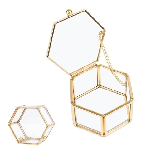 Glas Schmuckschatulle, Geometrisches Glas Box, Vintage Schmuckschatulle aus Glas, Geometrische Ringschatulle, Schmuckschatulle aus Metall und Glas, Hochzeit Ring Box, für Schmuck und Blumen von Damen Glas Schmuckschatulle, Geometrisches Glas Box, Vintage Schmuckschatulle aus Glas, Geometrische Ringschatulle, Schmuckschatulle aus Metall und Glas, Hochzeit Ring Box, für Schmuck und Blumen von Damen von Manqyi