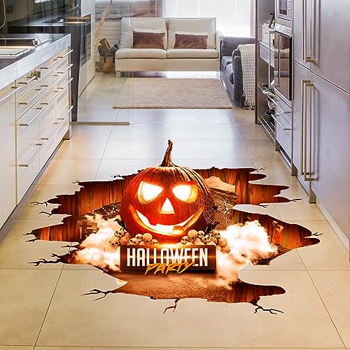 2 Stück 3D-Halloween-Bodenaufkleber, Bunt Fenster Aufkleber, Fensterdeko, Abnehmbare PVC Fensterbild, für Wohnzimmer, Bodendekoration, Kneipe von Manqyi