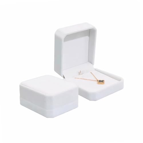 Manqyi Samt-Schmuckschatullen für Halsketten, Weiß Samt Große Halskette Box, Kette Geschenkbox, Geschenkbox für Hochzeit, Geburtstag Valentinstag von Manqyi