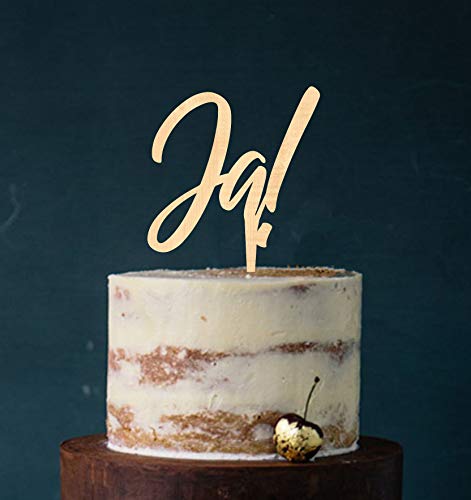 Cake Topper, Tortenstecker, Tortefigur Acryl, Tortenständer - Farbwahl - Etagere Hochzeit Hochzeitstorte Ja! (Holz) Art.Nr. 5079 von Manschin-Laserdesign