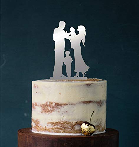 Cake Topper, Tortenstecker, Tortenfigur Acryl, Tortenständer Etagere Hochzeit Hochzeitstorte (Silber (verspiegelt einseitig)) Art.Nr. 5304 von Manschin Laserdesign
