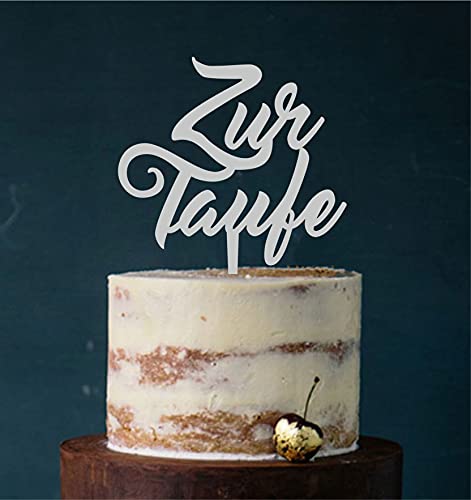 Cake Topper Acryl/Holz Zur Taufe heilige Taufe, Topper, Caketopper, Einstecker, Stecker, Torte, Kuchen, Tortenstecker (Grau) Art.Nr. 5183 von Manschin-Laserdesign