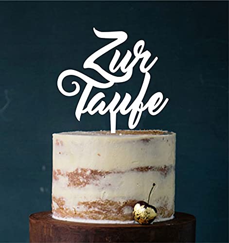 Cake Topper Acryl/Holz Zur Taufe heilige Taufe, Topper, Caketopper, Einstecker, Stecker, Torte, Kuchen, Tortenstecker (Weiß) Art.Nr. 5181 von Manschin-Laserdesign