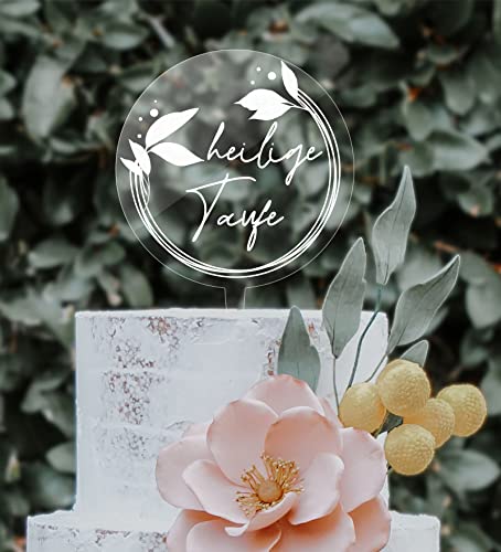 Cake Topper Acryl heilige Taufe Topper Caketopper, Einstecker, Stecker, Torte Tortenstecker (Transparent Glanz - Weißdruck) von Manschin-Laserdesign