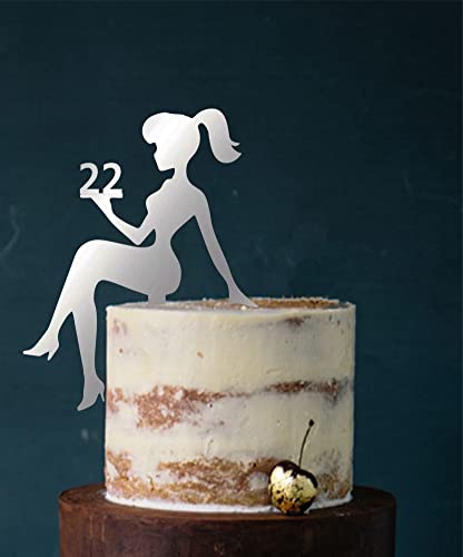 Girl, birthday, Tortenfigur, Cake Topper, Mädchengeburtstag, sweet 16, sweet 18, Zahl, TopperZahl, Geburtstag, Geburtstagsdeko, Dekoration (Silber (einseitig verspiegelt), 22) von Manschin-Laserdesign