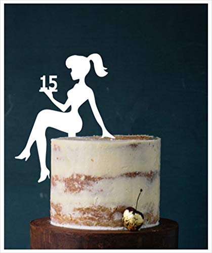 Girl, birthday, Tortenfigur, Cake Topper, Mädchengeburtstag, sweet 16, sweet 18, Zahl, TopperZahl, Geburtstag, Geburtstagsdeko, Dekoration (Weiß, 15) von Manschin-Laserdesign