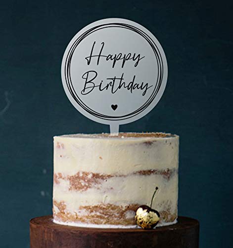 Manschin-Laserdesign Cake Topper, Happy Birthday, Geburtstagstorte Geburtstagstopper Tortentopper, Tortenstecker Geburtstag, Tortefigur Acryl, Farbwahl (Satiniert - Schwarz) Art.Nr. 5151 von Manschin-Laserdesign