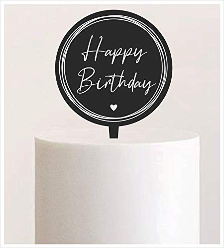 Manschin-Laserdesign Cake Topper, Happy Birthday, Geburtstagstorte Geburtstagstopper Tortentopper, Tortenstecker Geburtstag, Tortefigur Acryl, Farbwahl (Schwarz Satiniert - Weiß) Art.Nr. 5286 von Manschin-Laserdesign