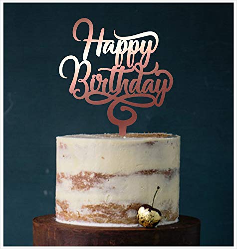 Manschin-Laserdesign Cake Topper, Happy Birthday Geburtstagstopper Tortentopper, Tortenstecker Geburtstag, Tortefigur Acryl, Farbwahl (Spiegel Bronze (Einseitig)) Art.Nr. 5085 von Manschin-Laserdesign