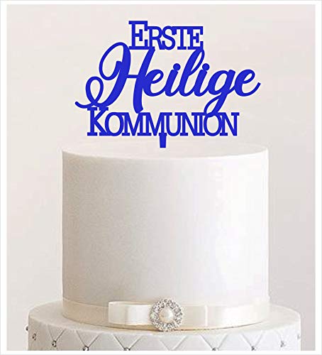 Manschin-Laserdesign Cake Topper Erste Heilige Kommunion,Tortenstecker, Tortenfigur Acryl, Hochzeit Wedding Hochzeitstorte (Dunkelblau) Art.Nr. 5259 von Manschin-Laserdesign