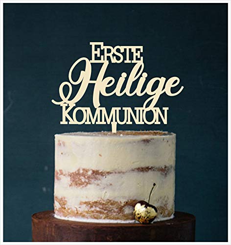 Manschin-Laserdesign Cake Topper Erste Heilige Kommunion,Tortenstecker, Tortenfigur Acryl, Hochzeit Wedding Hochzeitstorte (Elfenbein) Art.Nr. 5093 von Manschin-Laserdesign