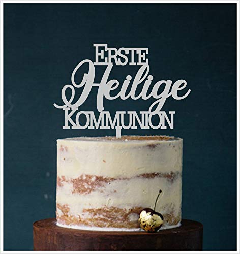 Manschin-Laserdesign Cake Topper Erste Heilige Kommunion,Tortenstecker, Tortenfigur Acryl, Hochzeit Wedding Hochzeitstorte (Grau) Art.Nr. 5149 von Manschin-Laserdesign