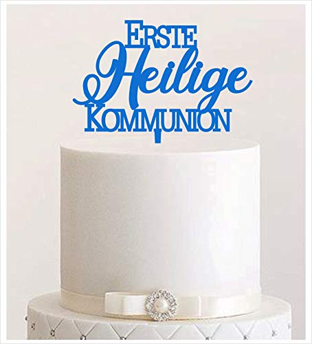 Manschin-Laserdesign Cake Topper Erste Heilige Kommunion,Tortenstecker, Tortenfigur Acryl, Hochzeit Wedding Hochzeitstorte (Hellblau) Art.Nr. 5241 von Manschin-Laserdesign